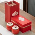thumbnail image 2 of Small Urns for Human Pet Ashes Set of 2 Floral Ceramic Keepsake Urns Mini Sharing Cremation Urns Red With Box, 2 of 5