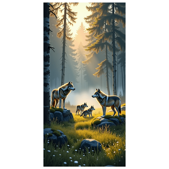 LUUFILx Forest Scene with Wolves Backdrop Banner Decorative Background