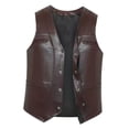 thumbnail image 1 of Chaleco de cuero de PU para hombre Chaleco para senderismo Pesca Deportes Viajes Novio , MarrÓn, Xl SG, 1 of 8