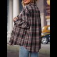 thumbnail image 4 of Camisa Abotonada para Mujer, Camisa A Cuadros, Larga, Solapa, Informal, para Negocios, Trabajo Rojo y Negro L, 4 of 10