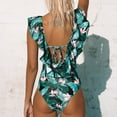 thumbnail image 2 of Sporlike Women’s Deep V-Neck Ruffle One Piece Swimsuit High Waist Beach Swimwear, 2 of 7