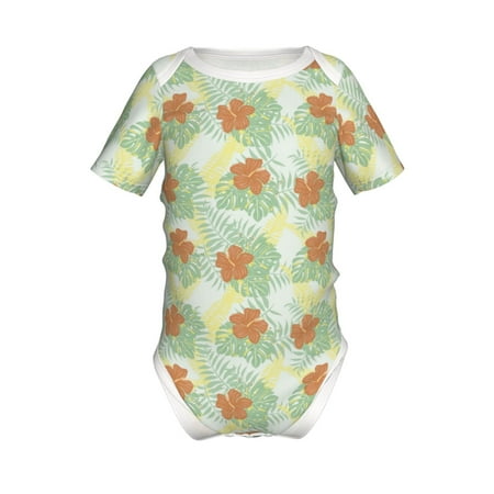 

Adobk Tropical Flowers Print Baby Climbing Clothes Jumpsuit Rompers Classic Rompers Child Short sleeve Bodysuits-18 Months