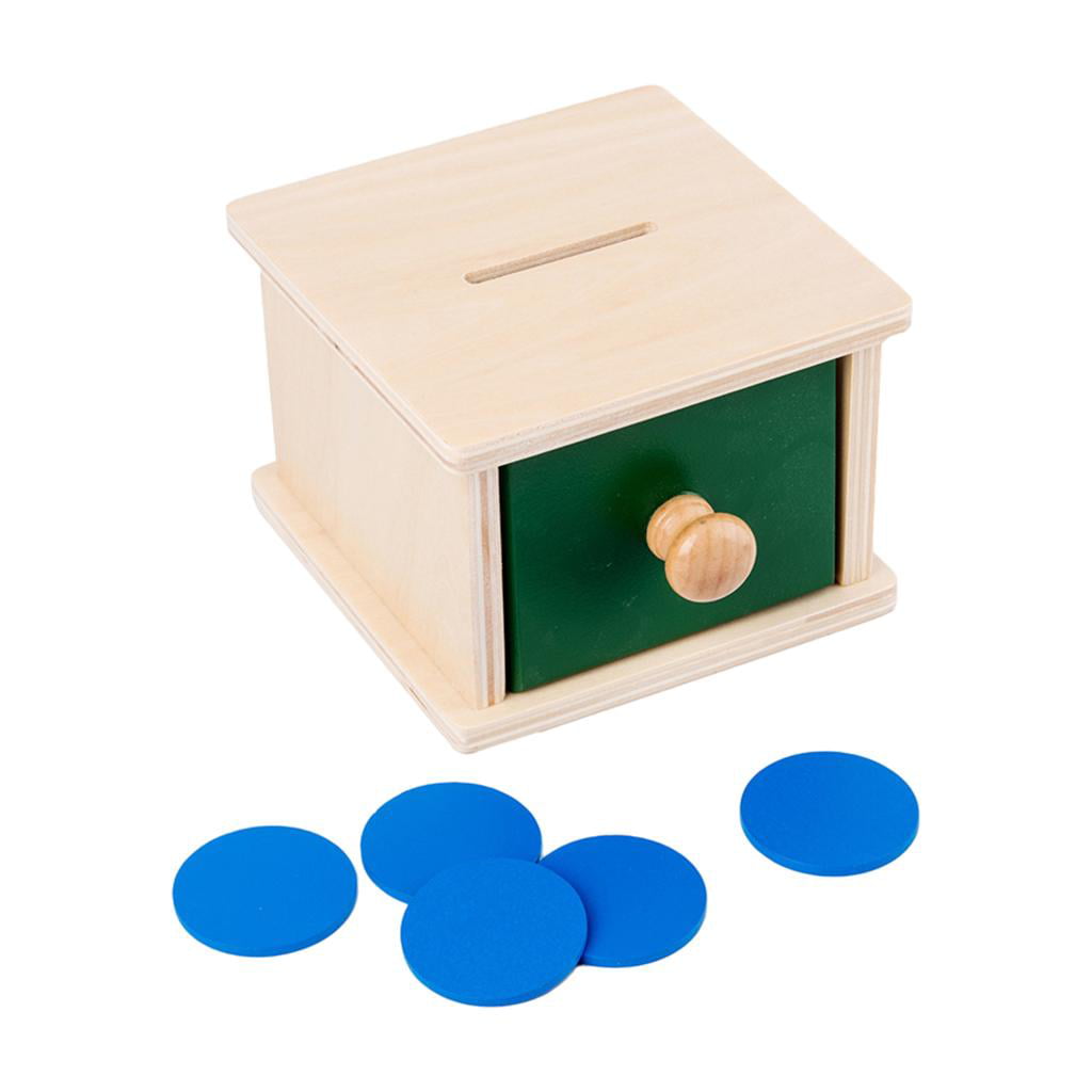 LAOSI Coin Box Montessori Infant Bank Game Safety Water Paint Wood