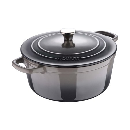 Legacy by MasterPRO - 6 Qt Legacy Enamel Cast Iron Dutch Oven with Self-Basting Lid and Ombre Design  6 Quarts  Fog