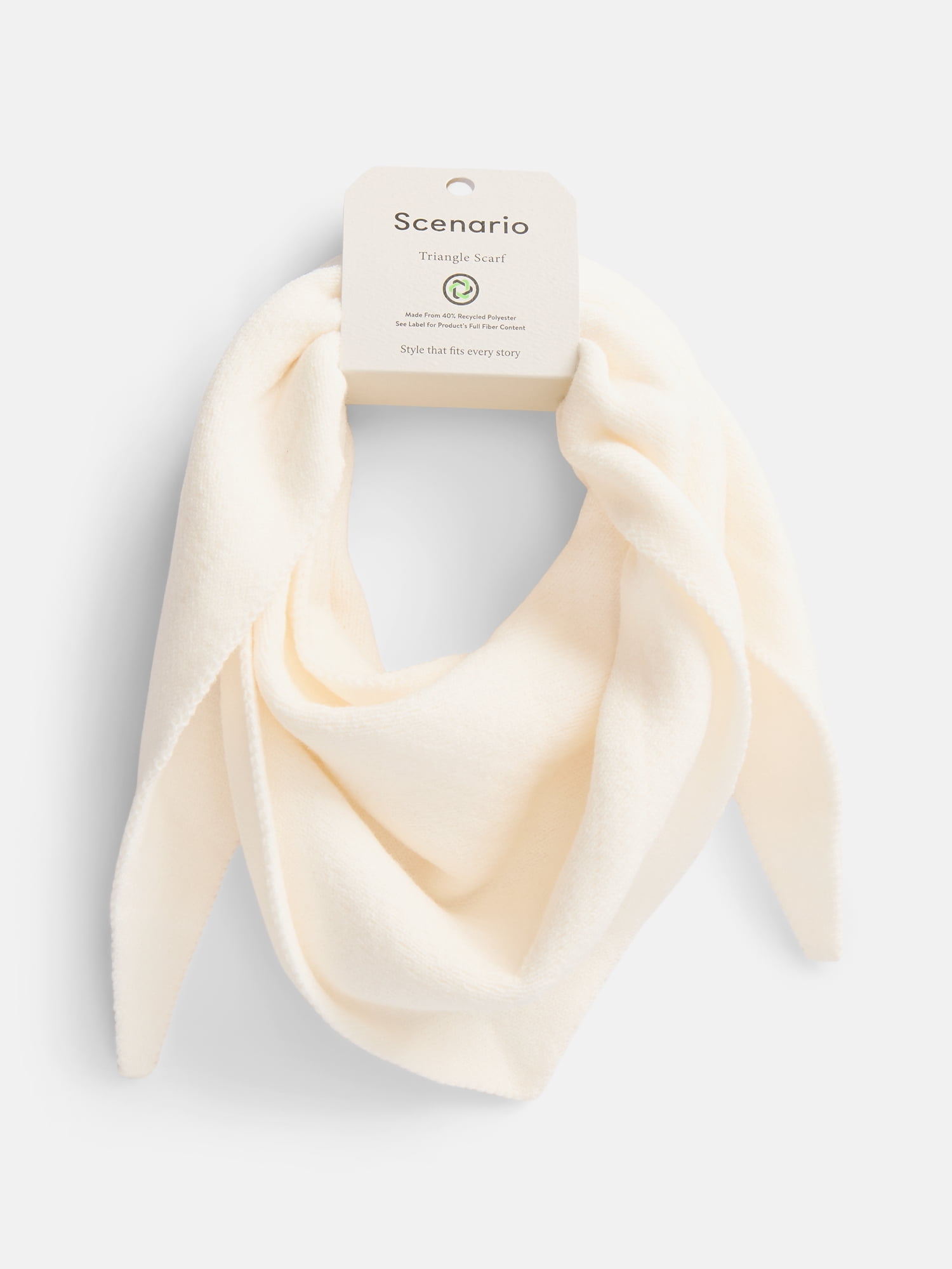 Scenario Women's Solid Knit Kite Scarf, Winter White