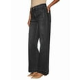 thumbnail image 2 of Women'S Wide Leg Jeans High Waisted Straight Leg Stretchy Denim Pants with Pockets Black L, 2 of 8