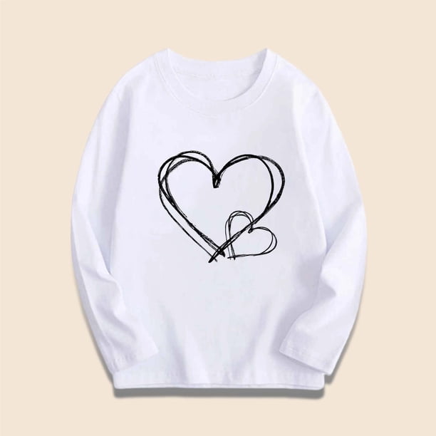 Blusas y camisas de manga larga con cuello redondo, modernas, estampadas, informales, holgadas, con cuello redondo y manga larga para niños de talla mediana y grande.