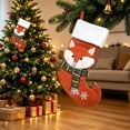 thumbnail image 4 of Fox Christmas Stocking with Green and Red Scarf and White Cuff for Fireplace Mantel Decor, 4 of 8