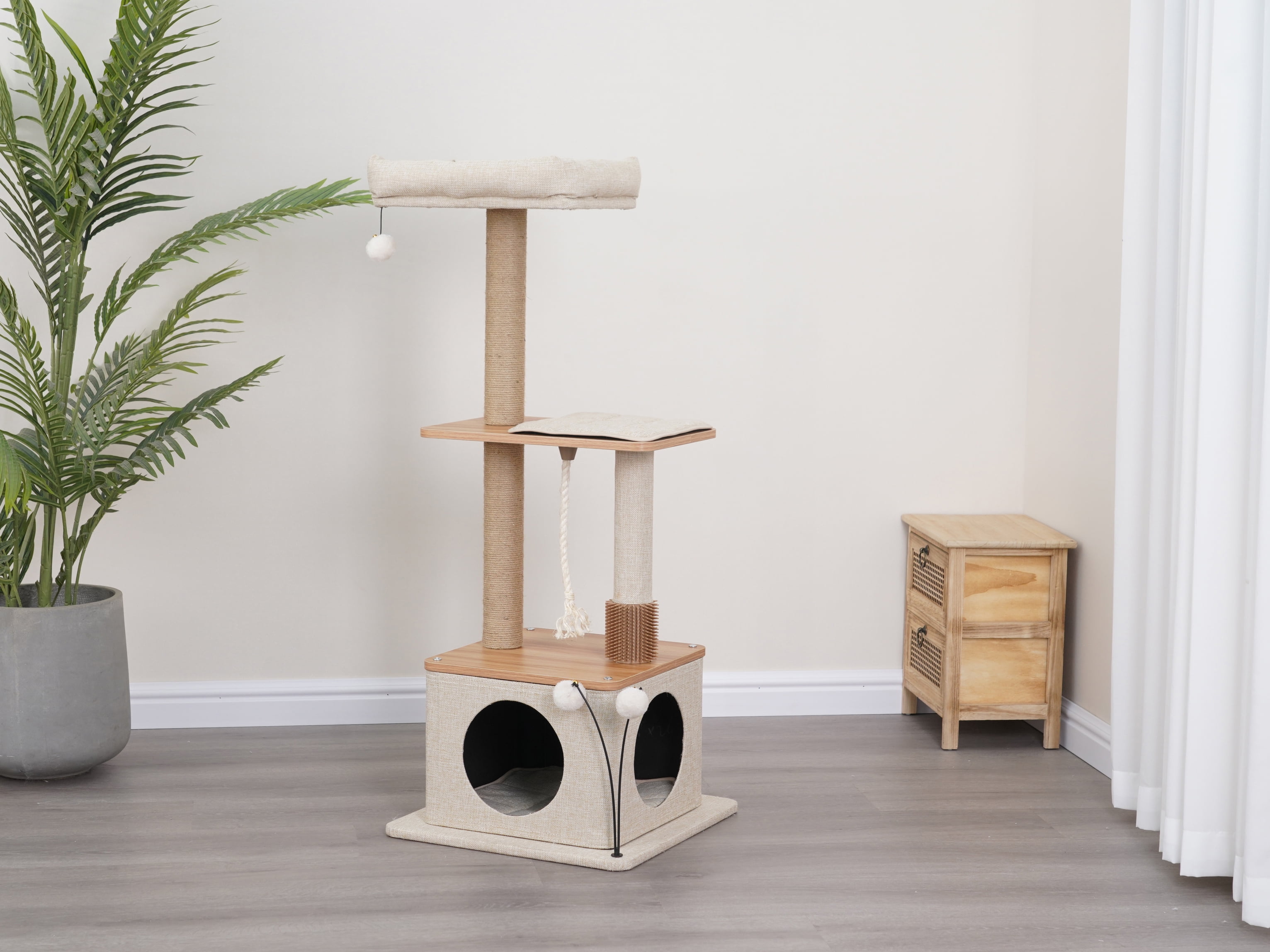 Vibrant Life 4-Level 46" Multi-Functional Cat Tree with Condo, Perch & Sisal Post, Beige