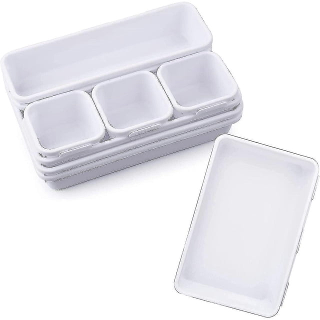 Drawer Organiser, Storage Box, Plastic, 8 Pieces, Black, Small Storage Basket, Boxes, Tight Storage Organizer Box, Storage For Bathrooms(white)
