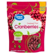 Great Value Sweetened Dried Cranberries, 24 oz