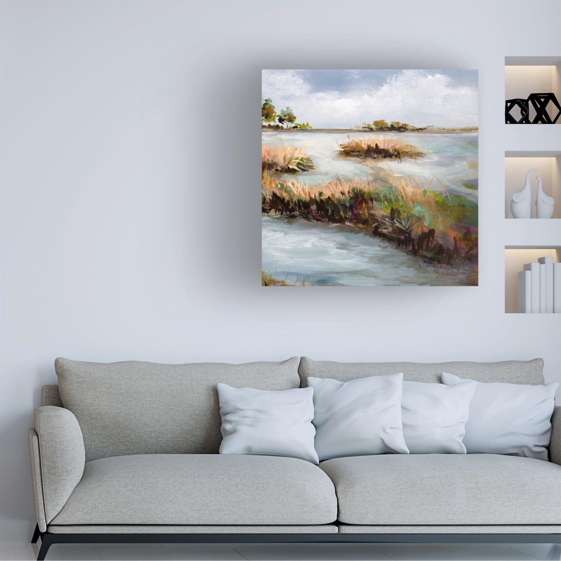 Canvas Wall Art - Karen Hale 'Can You Hear The Bird Song II' Wall Art for Living Room, Bedroom, or Office Décor by Trademark Fine Art - 14 x 14 Inches