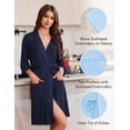 thumbnail image 2 of Ekouaer Robes for Women Knee Length Kimono Bathrobe Lightweight 3/4 Sleeve Sleepwear soft Loungewear with Pockets, 2 of 6