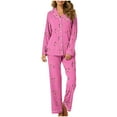 thumbnail image 2 of MeetoTime Women's Fall Pajama 2 Piece Outfit Long Sleeve Button Up Top and Pants Sleepwear Set, 2 of 7
