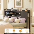 thumbnail image 6 of Homieasy Queen Size Bed Frame with Headboard, Metal Platform Bed Frame with Reversible Storage Bookcase Headboard, Charging Station and LED Light, No Box Spring Needed/Noise Free, Black, 6 of 7