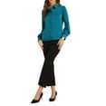thumbnail image 2 of INSPIRE CHIC Satin Blouse for Women's Puff Long Sleeve Work Career Tops, 2 of 5
