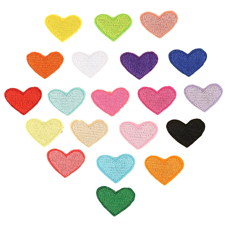 NUOLUX 20pcs Heart Love Shape Iron On Patches Embroidered Patch Stickers  DIY Appliques for Clothes Backpack Handbag Badges(Random Colors) 