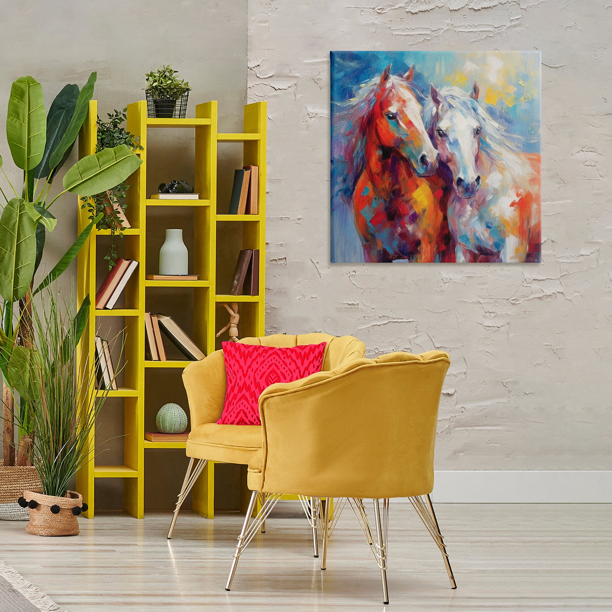 Stupell Industries Abstract Brushed Horses Animals & Insects Painting Gallery Wrapped Canvas Art Print Wall Art, 30 x 30