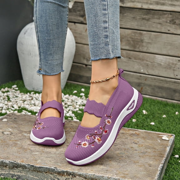 Orthopedic Shoes for Women 2026 Women's Soft Sole Mesh Comfort Wedge Sneakers Breathable Slip On Arch Support Non Slip Comfortable Wide Width Summer Lightweight Knit Nurse Comfy Walking Sneaker