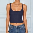 thumbnail image 2 of NIEWTR Women Summer Boho Tie Front Lace Trim Tank Tops Beach Button Down Top Sleeveless Mesh Chiffon Crop Tops Clothes Womens Tank Summer Tank (XXXXXL,A145-Navy), 2 of 7