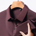 thumbnail image 3 of QUINDOS Short Sleeve Shirts for Men Polo Collared Casual Shirts Moisture Wicking Work Striped Loose T-shirts, 3 of 5