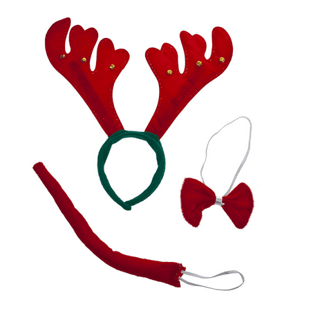 Lux Accessories Festive Holiday Christmas Reindeer Headband Bow Tie Tail Costume