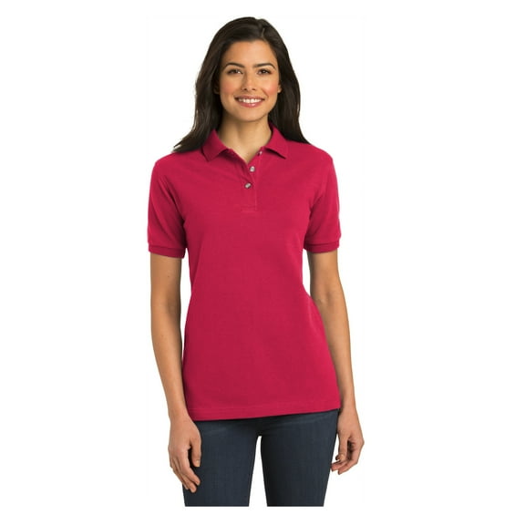 Port Authority Women's Heavyweight Cotton Pique Classic Fit Polo Shirt Red X-Small