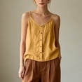 thumbnail image 5 of Sheghy Cotton Tank Top Women 100%Cotton Vintage Linen Blend Cami, Button Decor Loose Thin Sleeveless Layering Top Yellow M, 5 of 6
