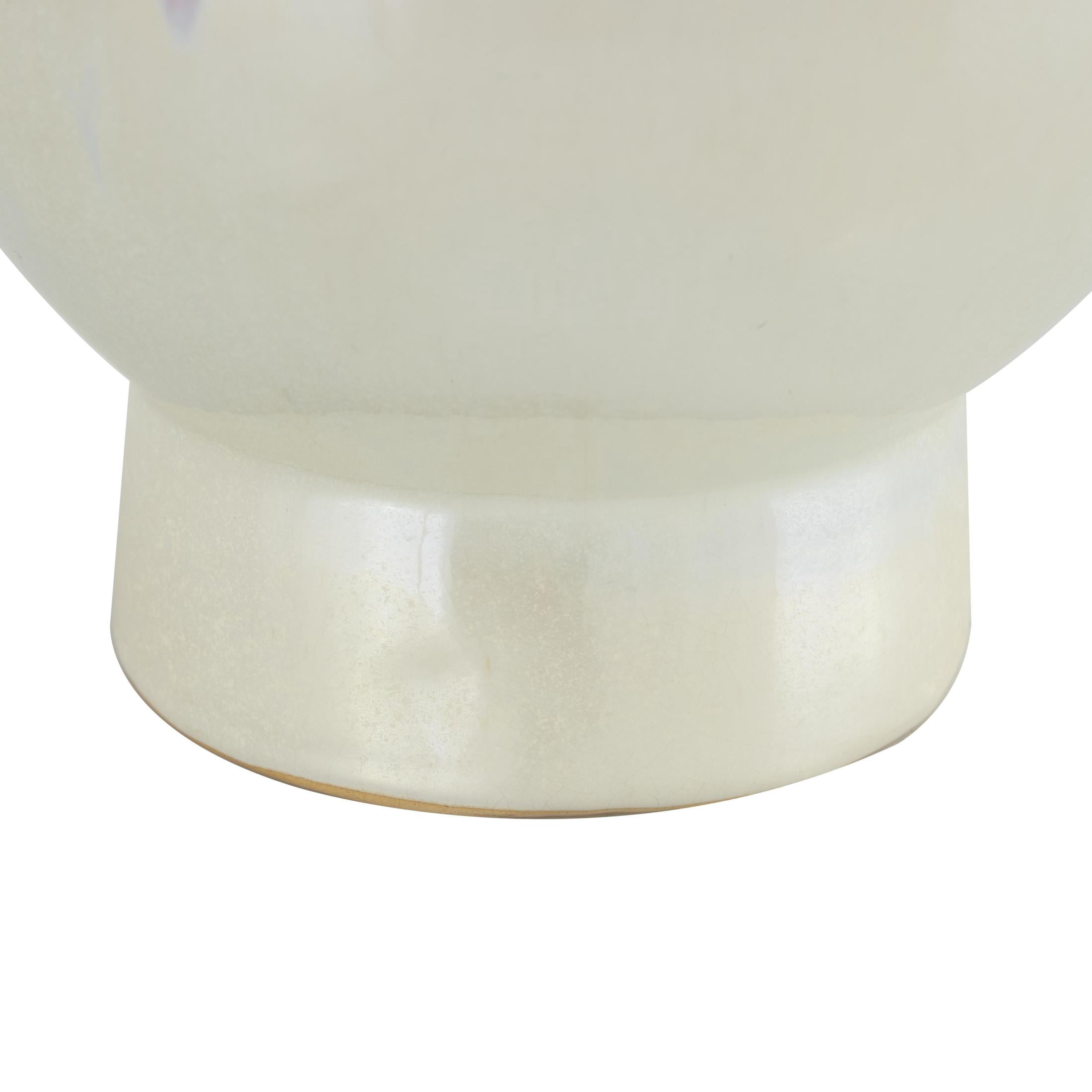 DecMode 17" Floral 3D Cream Ceramic Vase with Iridescent Glaze