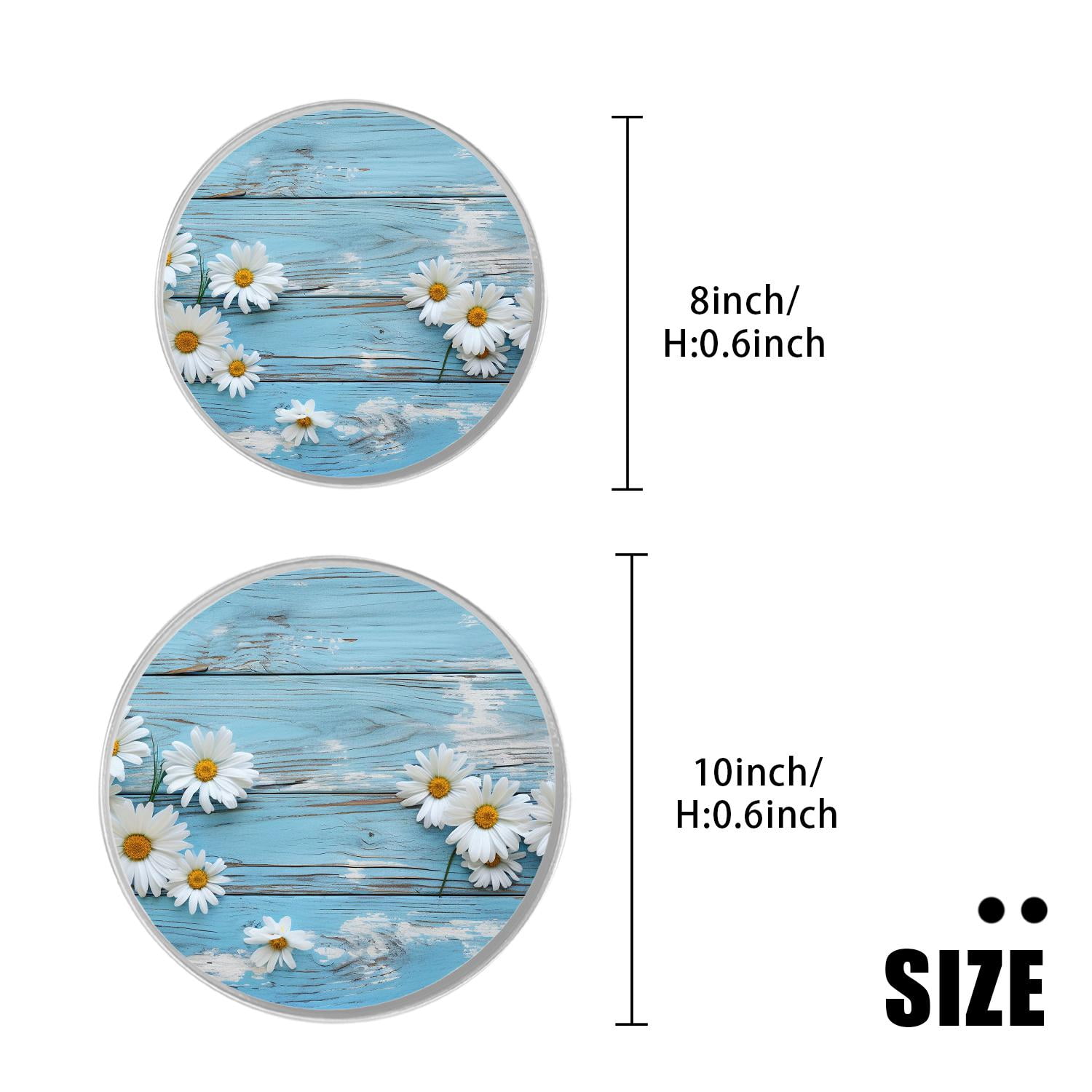 Decorative Stove Burner Covers 4 Pcs Metal Round Stove Burner Covers 8Inch And 10Inch for Home Decor Cooktop Decorative ,Daisy Flower on Blue Wooden Painting
