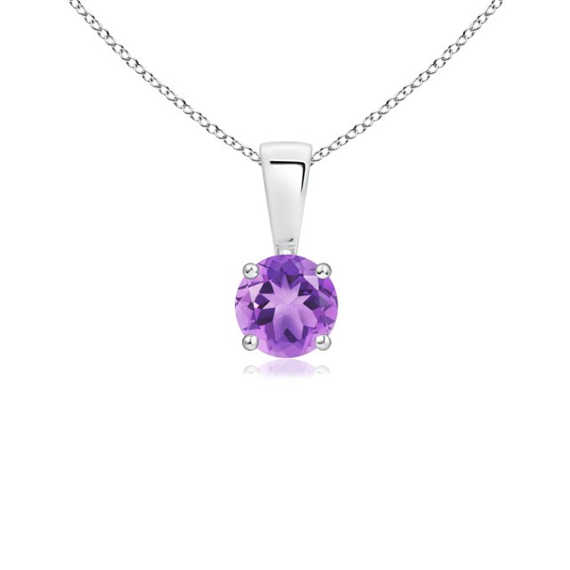 Angara Collier en Améthyste Naturelle - Pendentif Solitaire Rond en Argent Sterling 925 pour Femmes