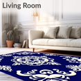 thumbnail image 2 of ODIKA 3'x5' Machine Washable Non-Slip Area Rug, Damask Scrollwork Anti Skid with Elegant Flourishes High Traffic Rug, Blue, 533216, 2 of 7