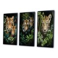 thumbnail image 3 of Designart "Tigers In Asian Painting IX" Asian Framed Wall Art Set Of 3 - Green Asian Art Frame Gallery Set For Office Decor, 3 of 6
