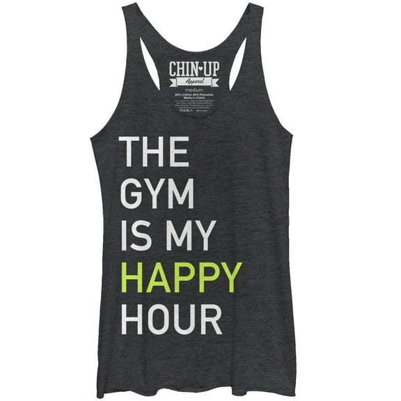 Women's CHIN UP Gym Happy Hour  Racerback Tank Top Black Heather X Large