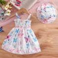 thumbnail image 4 of ATOGUTA Girls Sleeveless Dress Casual Beach Party Print Spaghetti Straps Sundress with Hat White, Size 3M-3T, 4 of 7