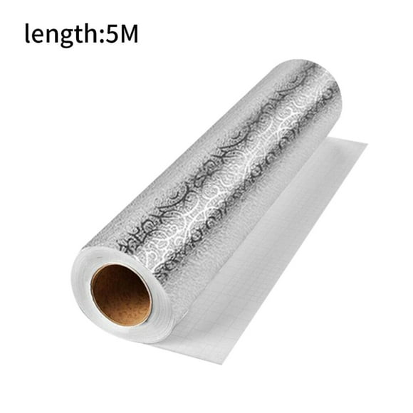 Oil-proof Sticker Kitchen Self Adhesive Wall Sticker Aluminum Foil Paper for Countertop Drawer Liner, Vine Texture