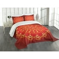 thumbnail image 3 of Ambesonne Mandala Quilted Bedspread Set 3 Pcs, Ottoman Art Ornament Hand, Queen Size, Yellow Red, 3 of 5