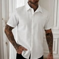thumbnail image 2 of Men's Quick Dry Short Sleeve Shirt, Casual Henley Button Down, Solid Color, Breathable & Stretch Nylon Spandex, for Beach, Vacation, Hiking, Daily Wear, Summer Beach | Zenithor,White L, 2 of 7