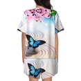 thumbnail image 4 of Womens Pajama Sets With Pocket, Butterfly In Blossoms Zen Lounge Sets Short Sleeve Sleepwear PJ Sets for Women, 4 of 6