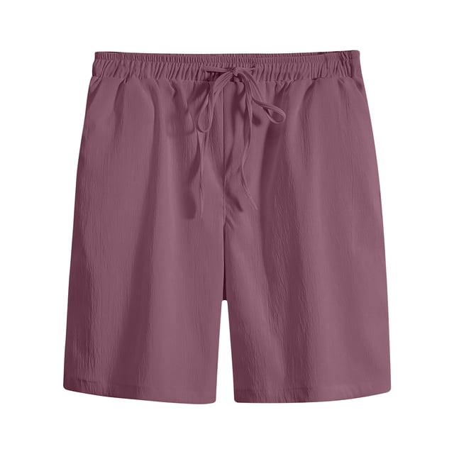 Yuyuzo Plus Size Shorts for Men Casual Summer Drawstring Straight Solid Color Lightweight Shorts with Pockets