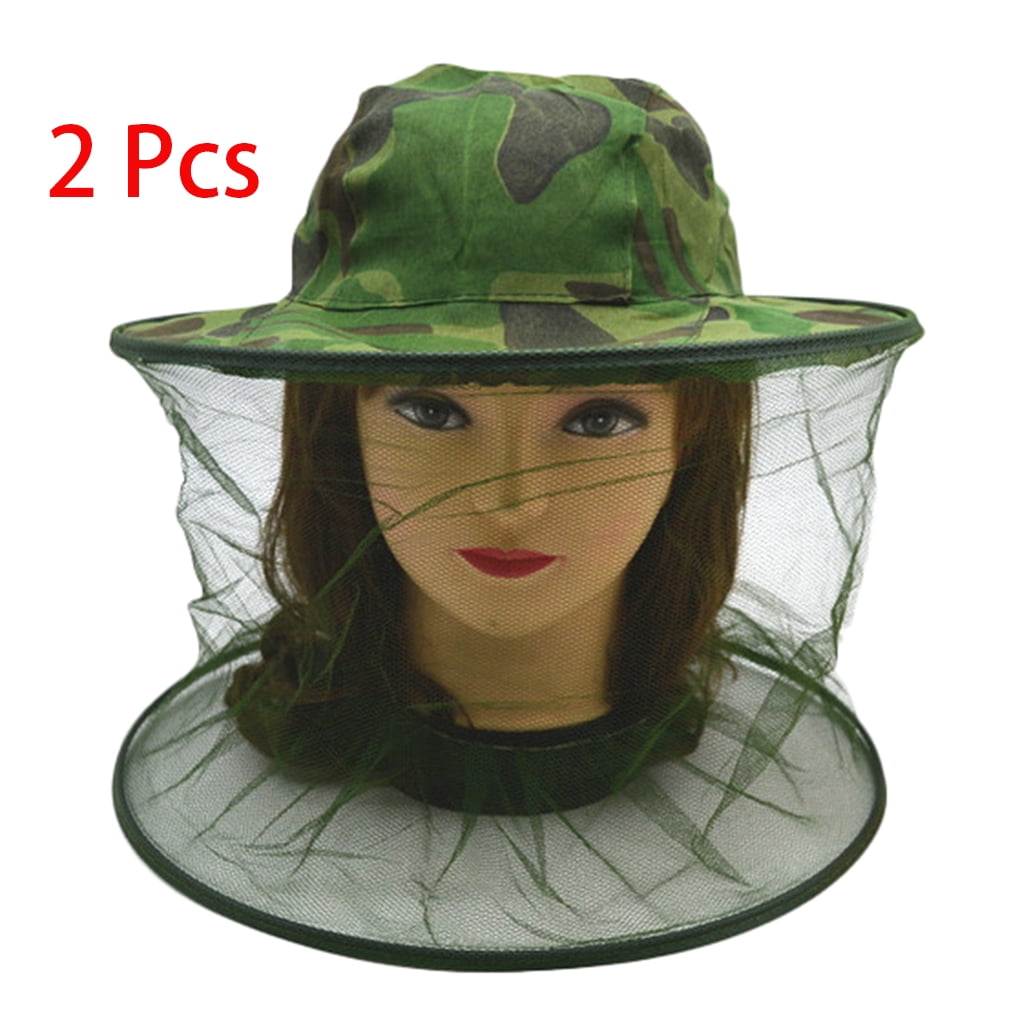 2 Pcs Mosquito Net Fishing Hat,Camo Hat 