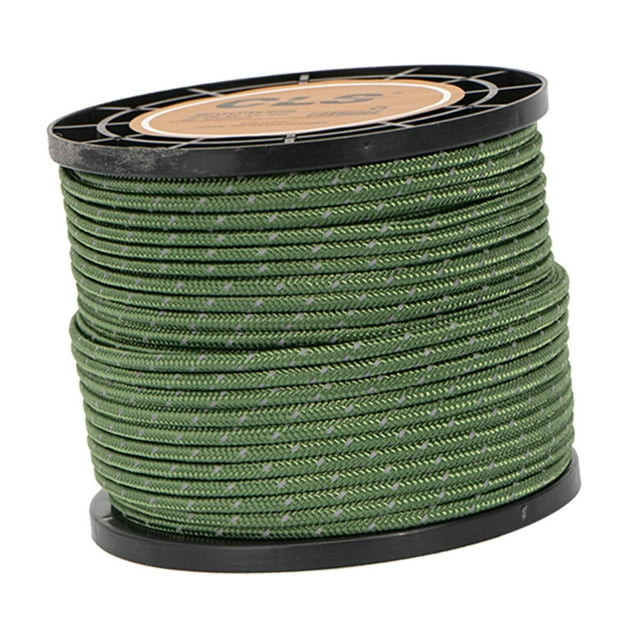 Colaxi Reflective Cord Tent guyline Rope Camp Rope High Strength Paracord 50M 4mm for Outdoor Activities Backpacking Canopy Shelter Green