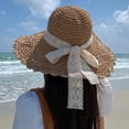 thumbnail image 5 of Sombrero de paja con circunferencia de la cabeza de 56-58 cm, sombrero de playa para la playa, sombrero de verano para mujer, sombrero para el sol con protección solar y protección, 5 of 5