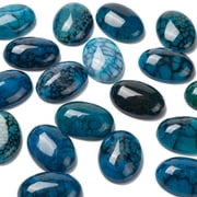 Natural Dragon Veins Cabochons Flat Back Oval Dyed Marine Blue