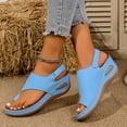 thumbnail image 3 of Orthopedic Sandals for Women Low Wedge Arch Support Flip Flops Hook and Loop Slingback Summer Outdoor Nonslip Walking Shoes Sky Blue Size 6.5, 3 of 6
