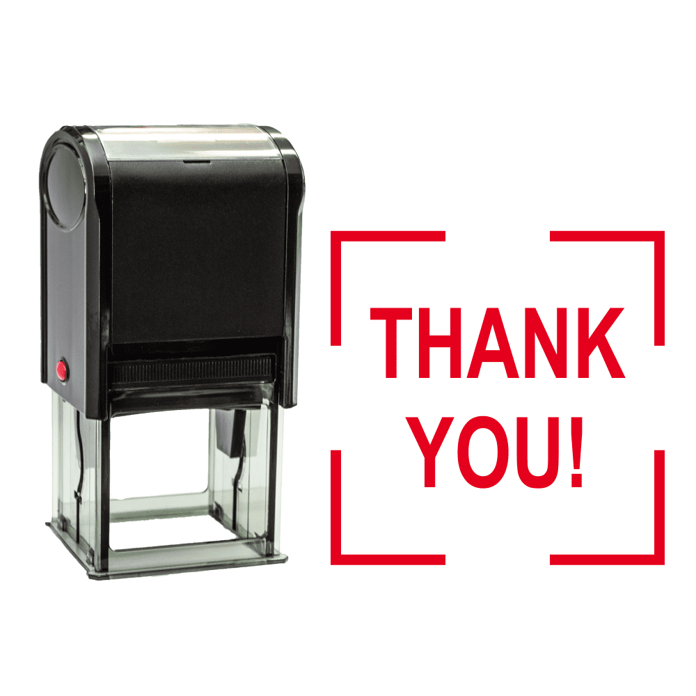 Square Thank You Self Inking Rubber Stamp Red Ink Size 1-5/8