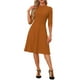 thumbnail image 2 of Vestido Vintage para Mujer INSPIRE CHIC de Manga 3/4 con Cuello Alto, Vestido A-Line de Oficina, Talla XS, Naranja Oscuro, 2 of 6