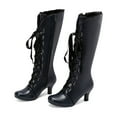 thumbnail image 6 of Gyexs Knee High Cowgirl Boots Women Mid Calf Heel High Heel Mid Boots Fall Winter Dress Shoes Z03 Blue Size 6.5, 6 of 8