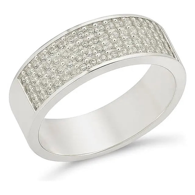 Anillo De Bada Ancha De Zirconias Para Mujer De Plata 925