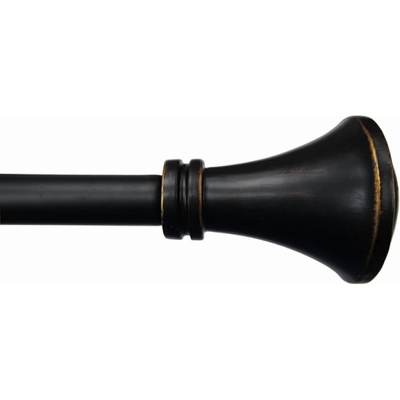 Urbanest Adjustable Single Curtain Rod Set With Trumpet Finials – 3/4-Inch Diameter, With Black Rod, 28–48 Inches